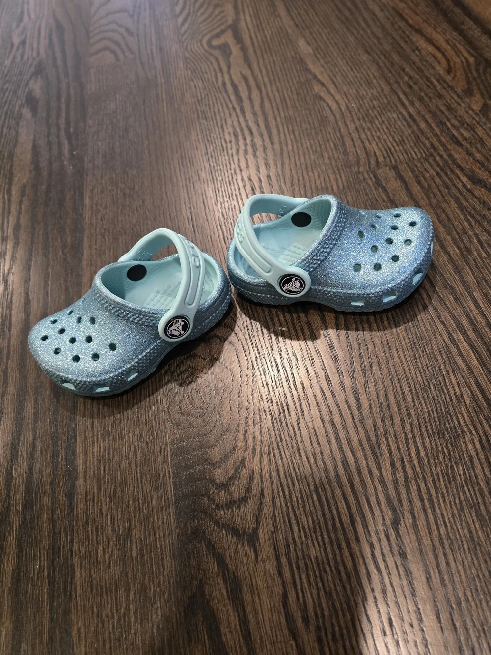 Toddler Glitter Crocs in Light Blue, 4C